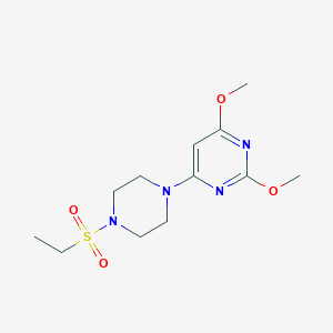 molecular formula C12H20N4O4S B2399356 4-(4-(Ethylsulfonyl)piperazin-1-yl)-2,6-dimethoxypyrimidine CAS No. 1021115-98-9