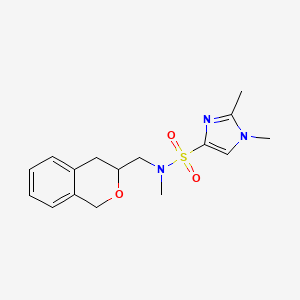 molecular formula C16H21N3O3S B2399362 N-(isochroman-3-ylmethyl)-N,1,2-trimethyl-1H-imidazole-4-sulfonamide CAS No. 2034448-77-4