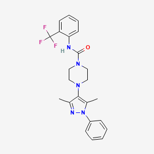 molecular formula C23H24F3N5O B2399372 4-(3,5-dimethyl-1-phenyl-1H-pyrazol-4-yl)-N-(2-(trifluoromethyl)phenyl)piperazine-1-carboxamide CAS No. 1251622-98-6