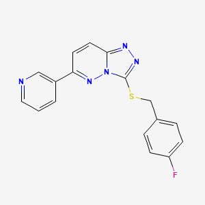 molecular formula C17H12FN5S B2399380 3-[(4-Fluorophenyl)methylsulfanyl]-6-pyridin-3-yl-[1,2,4]triazolo[4,3-b]pyridazine CAS No. 891106-25-5
