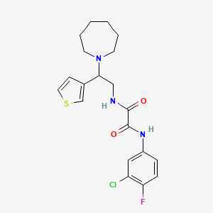 molecular formula C20H23ClFN3O2S B2399394 N1-(2-(azepan-1-yl)-2-(thiophen-3-yl)ethyl)-N2-(3-chloro-4-fluorophenyl)oxalamide CAS No. 946201-42-9