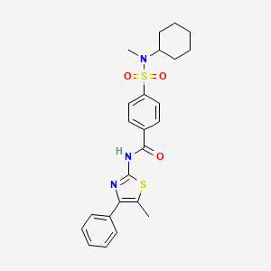 molecular formula C24H27N3O3S2 B2399404 4-[环己基(甲基)磺酰胺基]-N-(5-甲基-4-苯基-1,3-噻唑-2-基)苯甲酰胺 CAS No. 683262-96-6