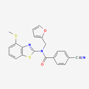 molecular formula C21H15N3O2S2 B2399411 4-cyano-N-(furan-2-ylmethyl)-N-(4-(methylthio)benzo[d]thiazol-2-yl)benzamide CAS No. 923468-56-8
