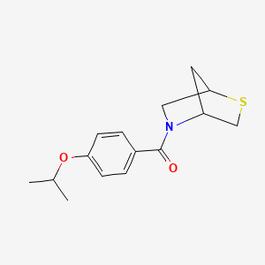 molecular formula C15H19NO2S B2399415 2-Thia-5-azabicyclo[2.2.1]heptan-5-yl(4-isopropoxyphenyl)methanone CAS No. 2034207-84-4