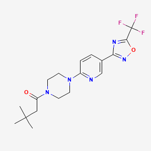 3,3-Dimethyl-1-(4-(5-(5-(trifluoromethyl)-1,2,4-oxadiazol-3-yl)pyridin-2-yl)piperazin-1-yl)butan-1-one