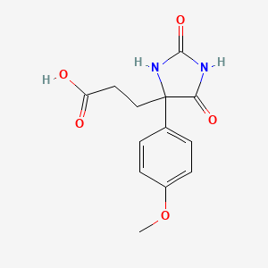 molecular formula C13H14N2O5 B2399423 3-[4-(4-Methoxyphenyl)-2,5-dioxoimidazolidin-4-yl]propanoic acid CAS No. 30741-78-7