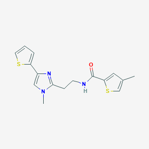 molecular formula C16H17N3OS2 B2399429 4-methyl-N-(2-(1-methyl-4-(thiophen-2-yl)-1H-imidazol-2-yl)ethyl)thiophene-2-carboxamide CAS No. 1421529-67-0