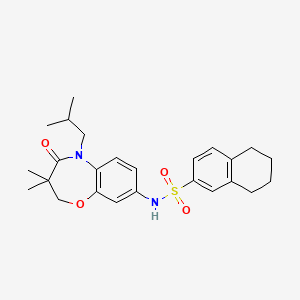 molecular formula C25H32N2O4S B2399430 N-(5-isobutyl-3,3-dimethyl-4-oxo-2,3,4,5-tetrahydrobenzo[b][1,4]oxazepin-8-yl)-5,6,7,8-tetrahydronaphthalene-2-sulfonamide CAS No. 921998-17-6