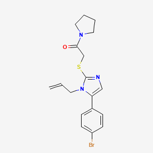 molecular formula C18H20BrN3OS B2399435 2-((1-allyl-5-(4-bromophenyl)-1H-imidazol-2-yl)thio)-1-(pyrrolidin-1-yl)ethanone CAS No. 1206991-67-4
