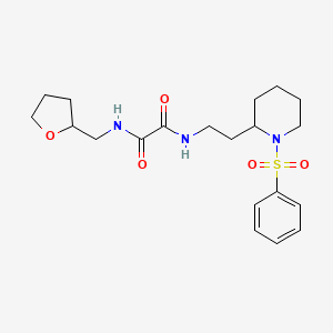 molecular formula C20H29N3O5S B2399439 N1-(2-(1-(phenylsulfonyl)piperidin-2-yl)ethyl)-N2-((tetrahydrofuran-2-yl)methyl)oxalamide CAS No. 898444-68-3