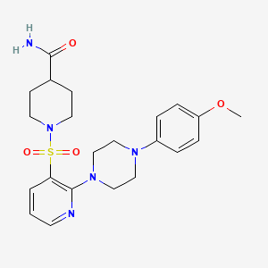 molecular formula C22H29N5O4S B2399441 1-({2-[4-(4-Methoxyphenyl)piperazin-1-yl]pyridin-3-yl}sulfonyl)piperidine-4-carboxamide CAS No. 1291861-84-1