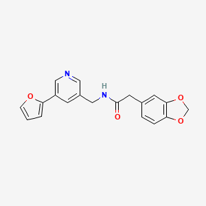 molecular formula C19H16N2O4 B2399474 2-(苯并[d][1,3]二氧杂环-5-基)-N-((5-(呋喃-2-基)吡啶-3-基)甲基)乙酰胺 CAS No. 2034385-65-2