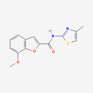 molecular formula C14H12N2O3S B2399484 7-甲氧基-N-(4-甲基-1,3-噻唑-2-基)-1-苯并呋喃-2-甲酰胺 CAS No. 951999-57-8