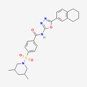 molecular formula C26H30N4O4S B2399487 4-((3,5-二甲基哌啶-1-基)磺酰基)-N-(5-(5,6,7,8-四氢萘环-2-基)-1,3,4-恶二唑-2-基)苯甲酰胺 CAS No. 896676-39-4