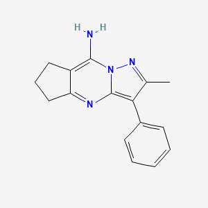 molecular formula C16H16N4 B2399495 2-甲基-3-苯基-6,7-二氢-5H-环戊[d]吡唑并[1,5-a]嘧啶-8-胺 CAS No. 878417-33-5