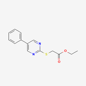 molecular formula C14H14N2O2S B2399497 Ethyl 2-[(5-phenyl-2-pyrimidinyl)sulfanyl]acetate CAS No. 58668-15-8