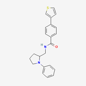 molecular formula C22H22N2OS B2399506 N-((1-苯基吡咯烷-2-基)甲基)-4-(噻吩-3-基)苯甲酰胺 CAS No. 1797140-95-4