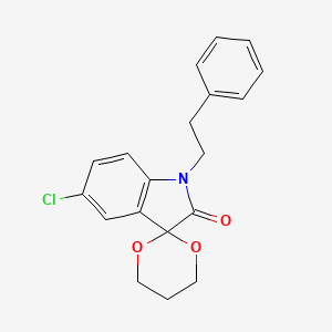 molecular formula C19H18ClNO3 B2399508 5'-Chloro-1'-phenethylspiro[[1,3]dioxane-2,3'-indolin]-2'-one CAS No. 853751-71-0