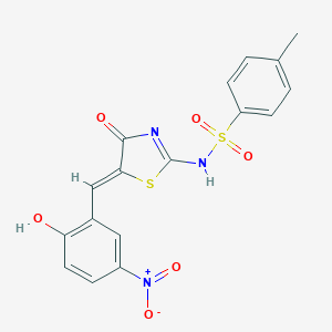 molecular formula C17H13N3O6S2 B239952 N-[(5Z)-5-[(2-hydroxy-5-nitrophenyl)methylidene]-4-oxo-1,3-thiazol-2-yl]-4-methylbenzenesulfonamide 