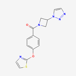 molecular formula C15H13N5O2S B2399524 (3-(1H-1,2,3-triazol-1-yl)azetidin-1-yl)(4-(thiazol-2-yloxy)phenyl)methanone CAS No. 2034431-29-1