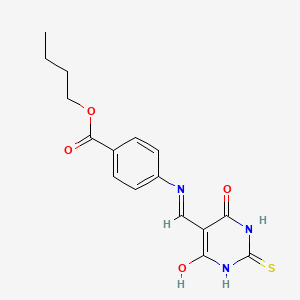 molecular formula C16H17N3O4S B2399530 butyl 4-(((4,6-dioxo-2-thioxotetrahydropyrimidin-5(2H)-ylidene)methyl)amino)benzoate CAS No. 923258-20-2