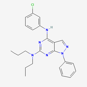 molecular formula C23H25ClN6 B2399534 N~4~-(3-氯苯基)-1-苯基-N~6~,N~6~-二丙基-1H-吡唑并[3,4-d]嘧啶-4,6-二胺 CAS No. 923193-53-7