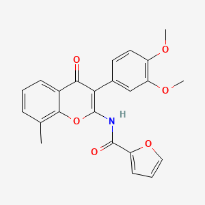 molecular formula C23H19NO6 B2399539 N-[3-(3,4-二甲氧基苯基)-8-甲基-4-氧代色满-2-基]呋喃-2-甲酰胺 CAS No. 883961-70-4
