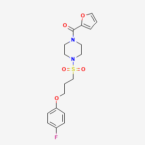 molecular formula C18H21FN2O5S B2399545 (4-((3-(4-Fluorophenoxy)propyl)sulfonyl)piperazin-1-yl)(furan-2-yl)methanone CAS No. 946320-21-4