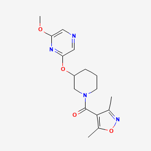 molecular formula C16H20N4O4 B2399548 (3,5-Dimethylisoxazol-4-yl)(3-((6-methoxypyrazin-2-yl)oxy)piperidin-1-yl)methanone CAS No. 2034501-65-8