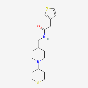 N-((1-(tetrahydro-2H-thiopyran-4-yl)piperidin-4-yl)methyl)-2-(thiophen-3-yl)acetamide