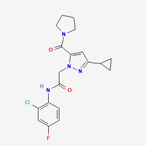 molecular formula C19H20ClFN4O2 B2399550 N~1~-(2-chloro-4-fluorophenyl)-2-[3-cyclopropyl-5-(1-pyrrolidinylcarbonyl)-1H-pyrazol-1-yl]acetamide CAS No. 1251681-68-1