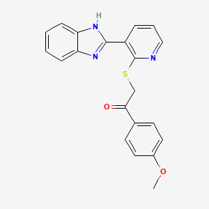 molecular formula C21H17N3O2S B2399555 2-((3-(1H-benzo[d]imidazol-2-yl)pyridin-2-yl)thio)-1-(4-methoxyphenyl)ethanone CAS No. 1226453-24-2