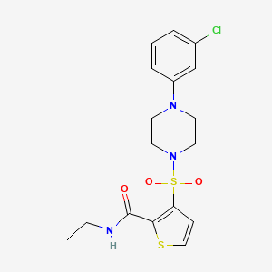 molecular formula C17H20ClN3O3S2 B2399566 3-((4-(3-chlorophenyl)piperazin-1-yl)sulfonyl)-N-ethylthiophene-2-carboxamide CAS No. 1207048-55-2