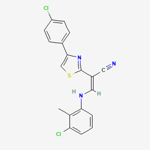 molecular formula C19H13Cl2N3S B2399570 (Z)-3-((3-chloro-2-methylphenyl)amino)-2-(4-(4-chlorophenyl)thiazol-2-yl)acrylonitrile CAS No. 477187-36-3