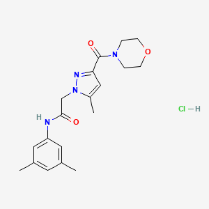 molecular formula C19H25ClN4O3 B2399571 N-(3,5-dimethylphenyl)-2-(5-methyl-3-(morpholine-4-carbonyl)-1H-pyrazol-1-yl)acetamide hydrochloride CAS No. 1323697-93-3