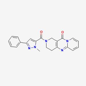 molecular formula C22H19N5O2 B2399573 2-(1-methyl-3-phenyl-1H-pyrazole-5-carbonyl)-3,4-dihydro-1H-dipyrido[1,2-a:4',3'-d]pyrimidin-11(2H)-one CAS No. 2034264-08-7