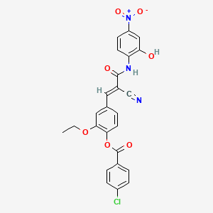 molecular formula C25H18ClN3O7 B2399575 [4-[(E)-2-cyano-3-(2-hydroxy-4-nitroanilino)-3-oxoprop-1-enyl]-2-ethoxyphenyl] 4-chlorobenzoate CAS No. 380561-54-6
