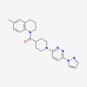 molecular formula C23H26N6O B2399585 (1-(6-(1H-吡唑-1-基)哒嗪-3-基)哌啶-4-基)(6-甲基-3,4-二氢喹啉-1(2H)-基)甲苯酮 CAS No. 1286728-41-3