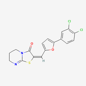 molecular formula C17H12Cl2N2O2S B2399589 (E)-2-((5-(3,4-dichlorophenyl)furan-2-yl)methylene)-6,7-dihydro-2H-thiazolo[3,2-a]pyrimidin-3(5H)-one CAS No. 627069-29-8