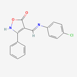 molecular formula C16H11ClN2O2 B2399614 4-[(4-chloroanilino)methylene]-3-phenyl-5(4H)-isoxazolone CAS No. 477851-18-6