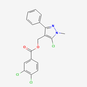 (5-chloro-1-methyl-3-phenyl-1H-pyrazol-4-yl)methyl 3,4-dichlorobenzenecarboxylate