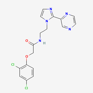 molecular formula C17H15Cl2N5O2 B2399624 2-(2,4-二氯苯氧基)-N-(2-(2-(吡嗪-2-基)-1H-咪唑-1-基)乙基)乙酰胺 CAS No. 2034633-29-7