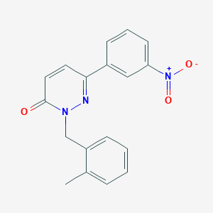 molecular formula C18H15N3O3 B2399626 2-[(2-甲基苯基)甲基]-6-(3-硝基苯基)吡啶并-3-酮 CAS No. 941973-09-7