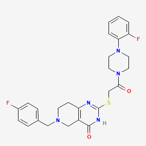molecular formula C26H27F2N5O2S B2399627 6-(4-氟苄基)-2-({2-[4-(2-氟苯基)哌嗪-1-基]-2-氧代乙基}硫代)-5,6,7,8-四氢吡啶并[4,3-d]嘧啶-4(3H)-酮 CAS No. 1111136-70-9