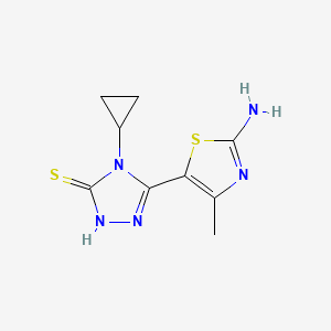 molecular formula C9H11N5S2 B2399634 5-(2-amino-4-methyl-1,3-thiazol-5-yl)-4-cyclopropyl-4H-1,2,4-triazole-3-thiol CAS No. 949766-14-7