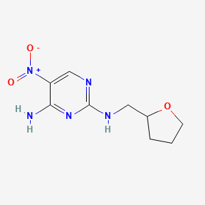 molecular formula C9H13N5O3 B2399641 5-硝基-N2-((四氢呋喃-2-基)甲基)嘧啶-2,4-二胺 CAS No. 1257553-80-2