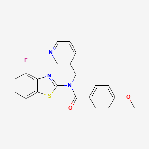 molecular formula C21H16FN3O2S B2399650 N-(4-fluorobenzo[d]thiazol-2-yl)-4-methoxy-N-(pyridin-3-ylmethyl)benzamide CAS No. 895011-38-8