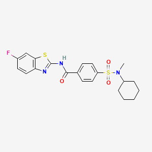 molecular formula C21H22FN3O3S2 B2399654 4-[cyclohexyl(methyl)sulfamoyl]-N-(6-fluoro-1,3-benzothiazol-2-yl)benzamide CAS No. 683261-24-7