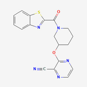 molecular formula C18H15N5O2S B2399661 3-((1-(苯并[d]噻唑-2-羰基)哌啶-3-基)氧基)吡嗪-2-腈 CAS No. 2034229-70-2