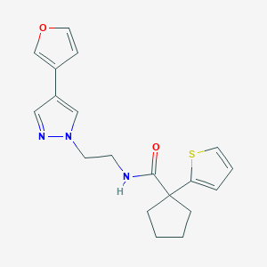 molecular formula C19H21N3O2S B2399663 N-(2-(4-(furan-3-yl)-1H-pyrazol-1-yl)ethyl)-1-(thiophen-2-yl)cyclopentanecarboxamide CAS No. 2034376-32-2